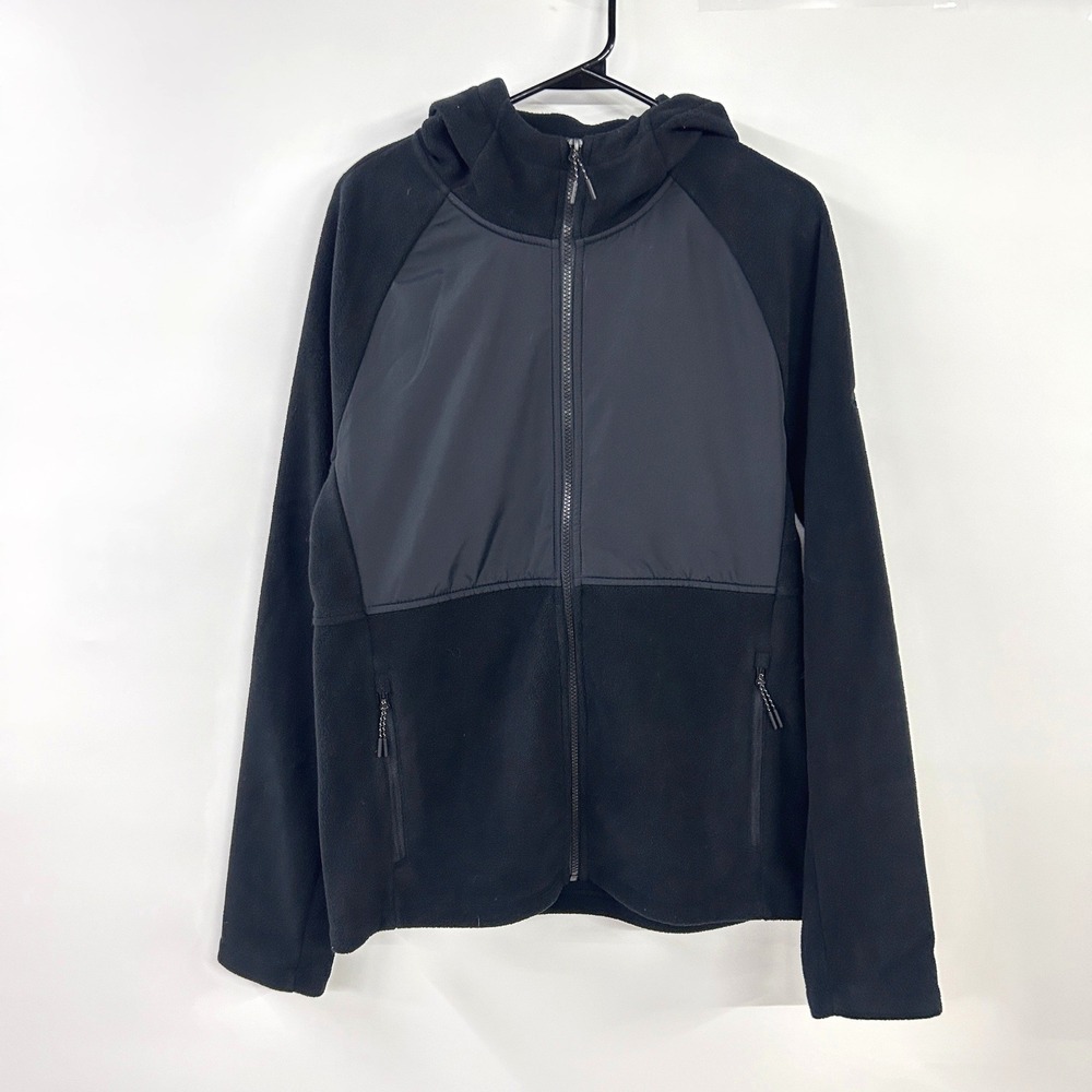 Asics Fleece Hoodie Full Zip Wind Resistant Small Black Gorpcore Sporty Athletic